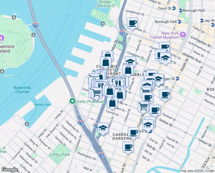map of restaurants, bars, coffee shops, grocery stores, and more near in Brooklyn