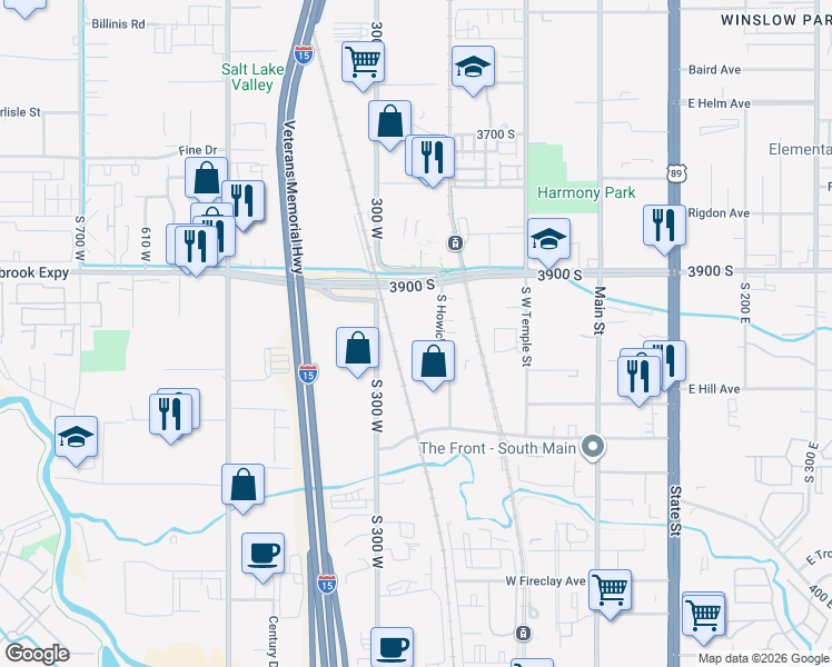 map of restaurants, bars, coffee shops, grocery stores, and more near 210 West Central Avenue in Millcreek