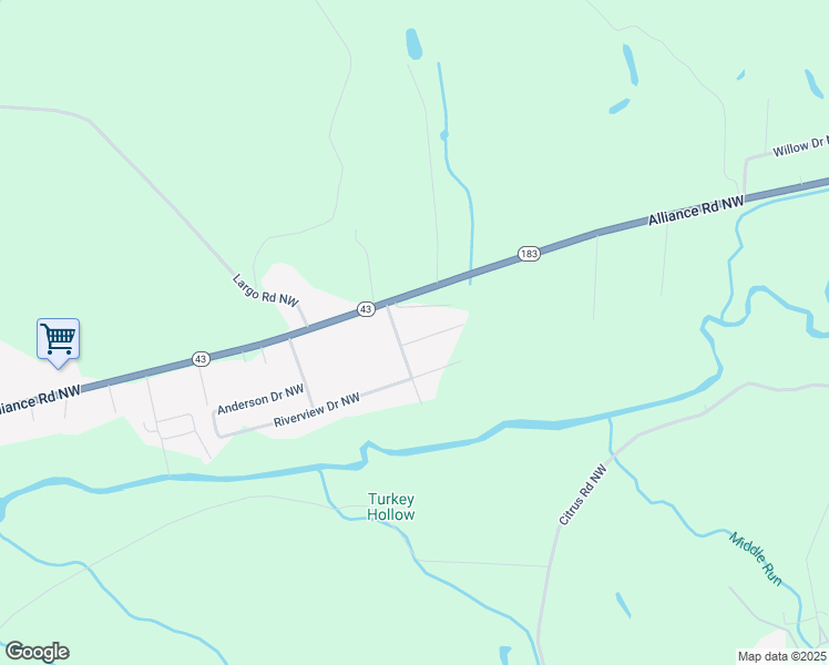 map of restaurants, bars, coffee shops, grocery stores, and more near 6870 Alliance Road Northwest in Malvern