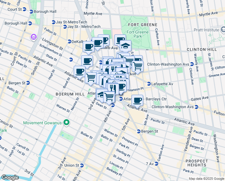 map of restaurants, bars, coffee shops, grocery stores, and more near 556 State Street in Brooklyn