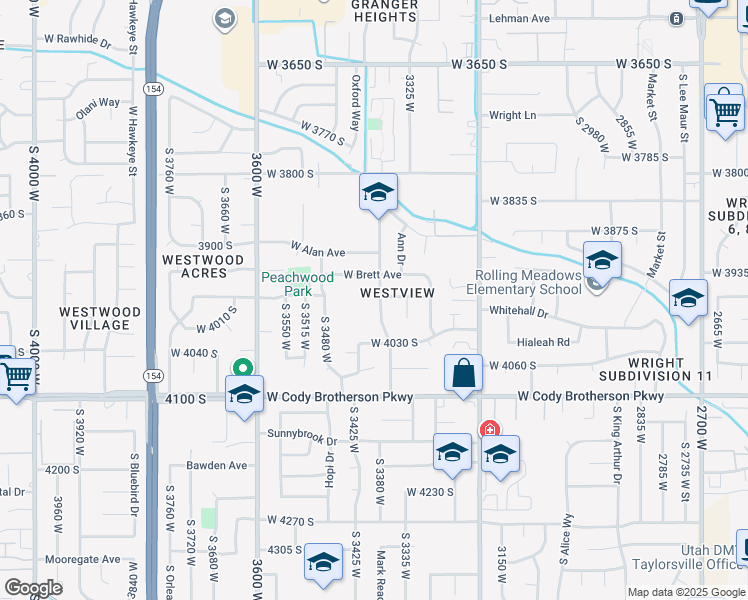 map of restaurants, bars, coffee shops, grocery stores, and more near 3970 Bonniewood Drive in West Valley City