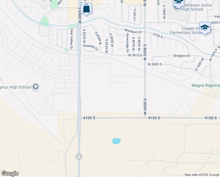 map of restaurants, bars, coffee shops, grocery stores, and more near 8213 West Sentinel Peak Drive in Magna