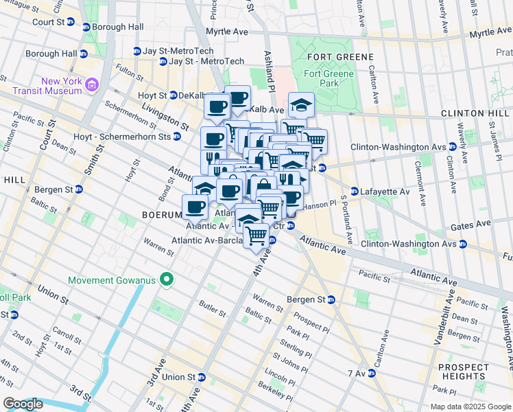 map of restaurants, bars, coffee shops, grocery stores, and more near in Brooklyn