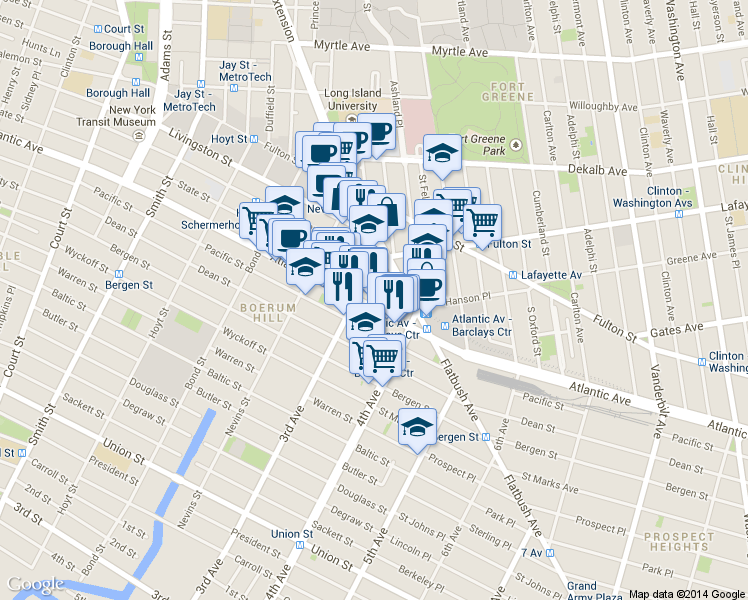map of restaurants, bars, coffee shops, grocery stores, and more near in Brooklyn
