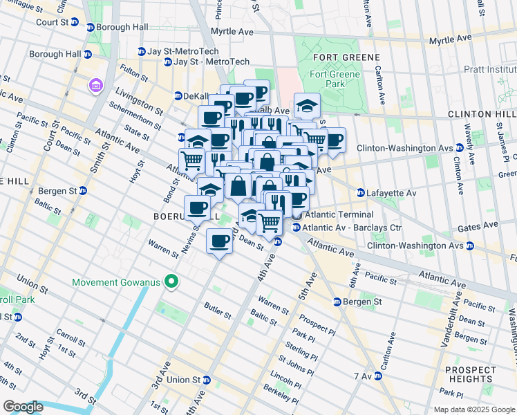 map of restaurants, bars, coffee shops, grocery stores, and more near in Brooklyn