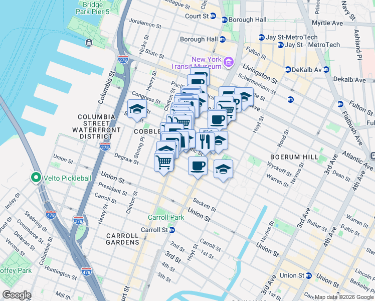 map of restaurants, bars, coffee shops, grocery stores, and more near in Brooklyn