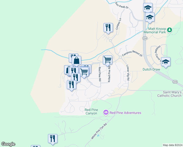 map of restaurants, bars, coffee shops, grocery stores, and more near 2669 Canyons Resort Drive in Park City
