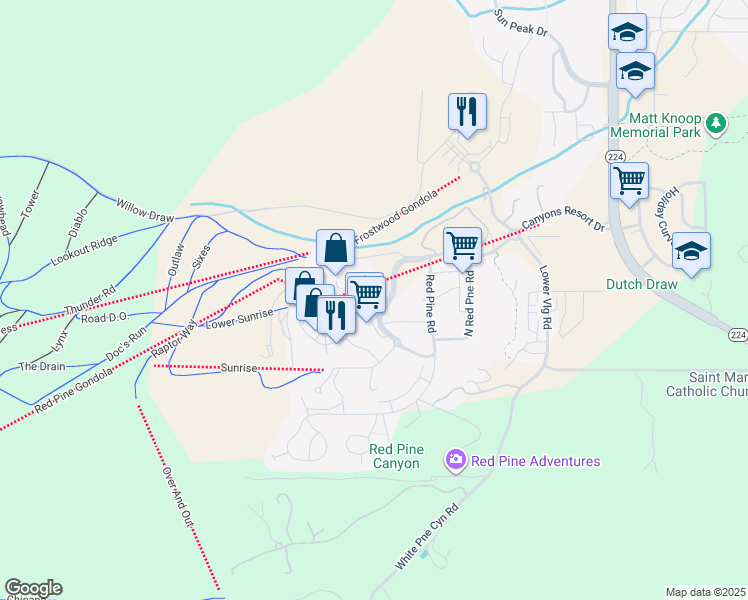 map of restaurants, bars, coffee shops, grocery stores, and more near in Summit County