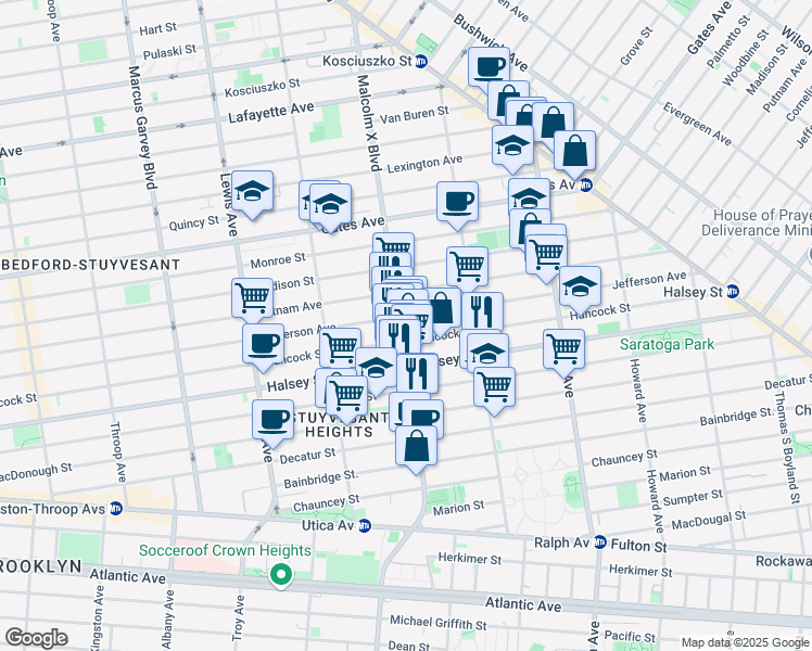 map of restaurants, bars, coffee shops, grocery stores, and more near in Brooklyn