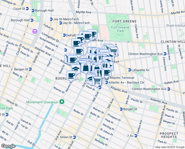 map of restaurants, bars, coffee shops, grocery stores, and more near in Brooklyn