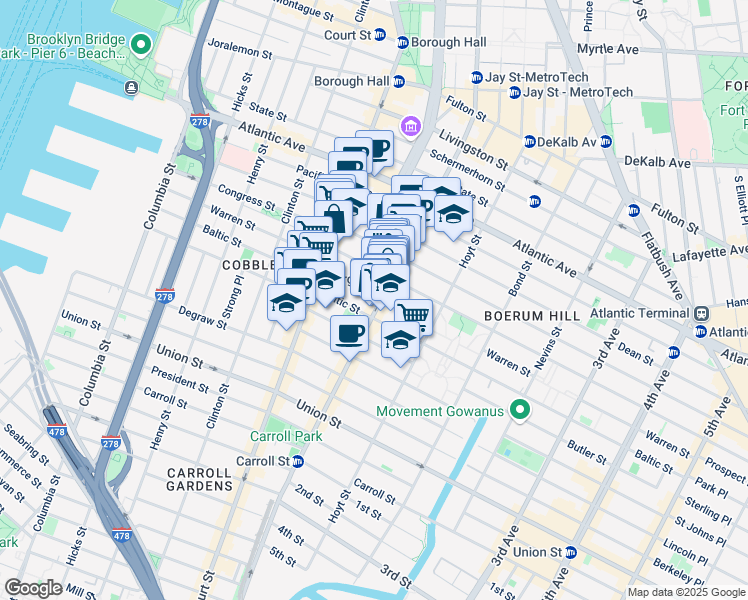 map of restaurants, bars, coffee shops, grocery stores, and more near in Brooklyn