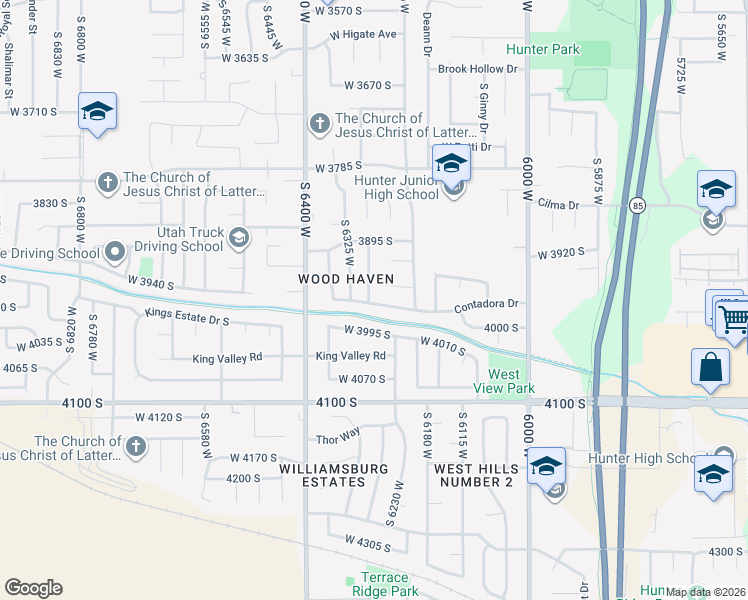 map of restaurants, bars, coffee shops, grocery stores, and more near 6276 Contadora Drive in West Valley City