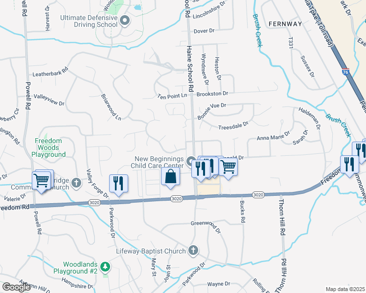 map of restaurants, bars, coffee shops, grocery stores, and more near 208 Joyce Drive in Cranberry Township