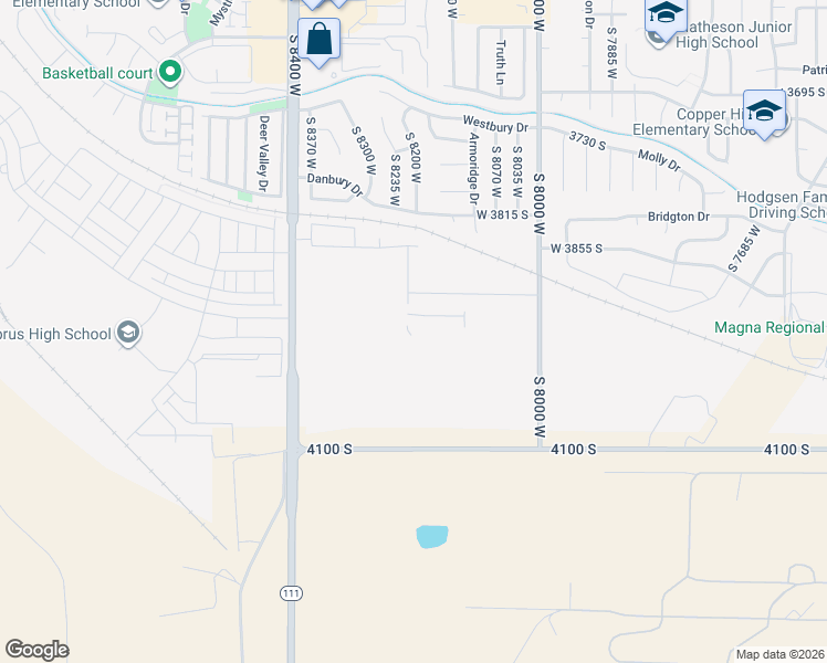 map of restaurants, bars, coffee shops, grocery stores, and more near 8204 West Sentinel Peak Drive in Magna