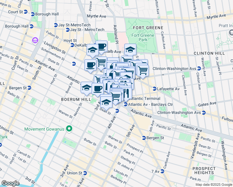 map of restaurants, bars, coffee shops, grocery stores, and more near in Brooklyn
