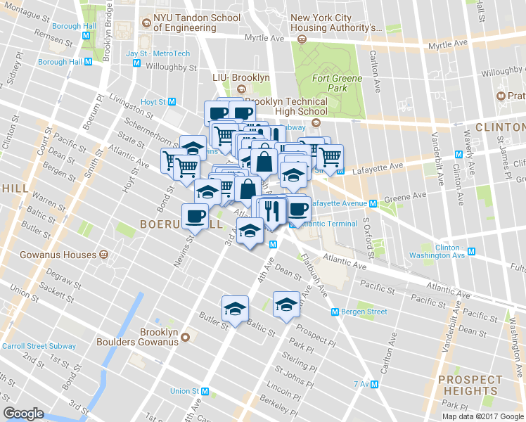 map of restaurants, bars, coffee shops, grocery stores, and more near in Brooklyn