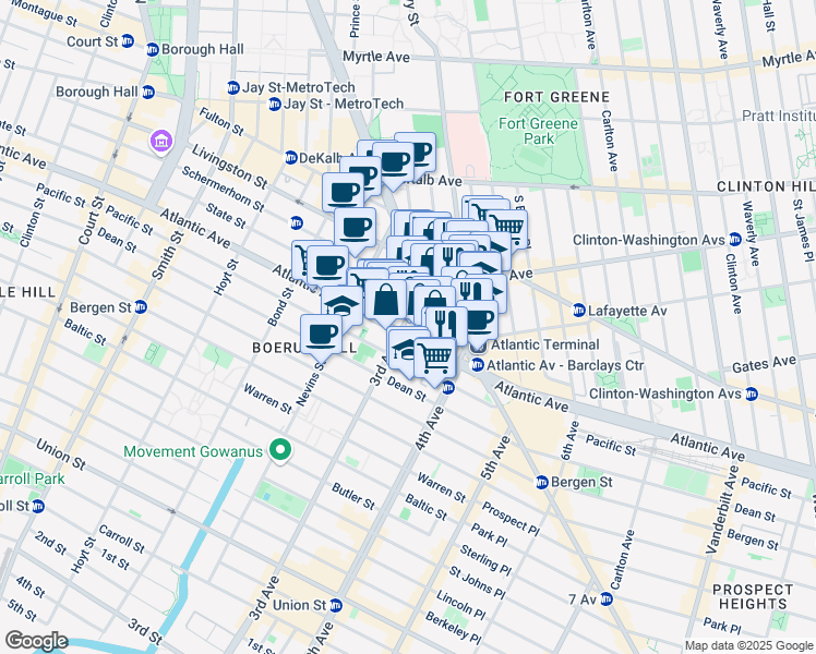 map of restaurants, bars, coffee shops, grocery stores, and more near in Brooklyn