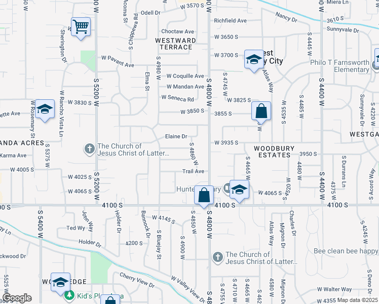 map of restaurants, bars, coffee shops, grocery stores, and more near 3956 South 4860 West in West Valley City