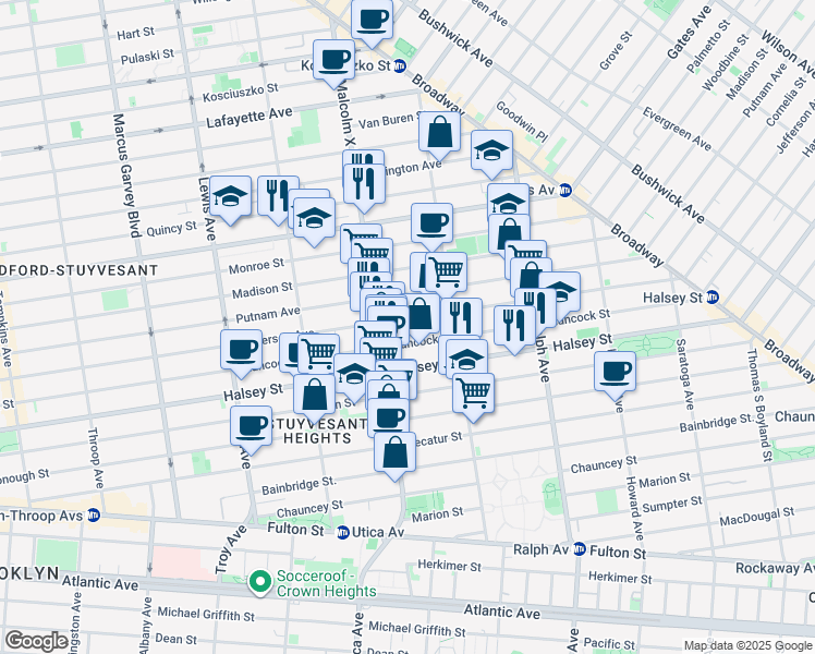 map of restaurants, bars, coffee shops, grocery stores, and more near in Brooklyn