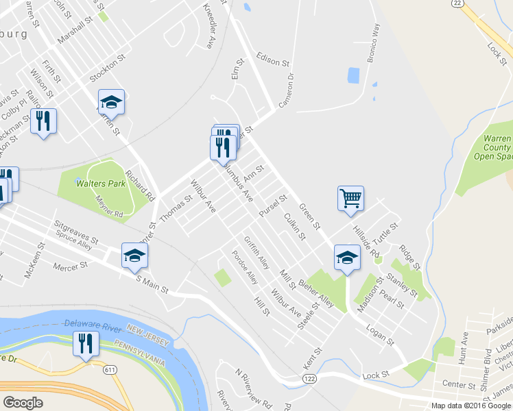 map of restaurants, bars, coffee shops, grocery stores, and more near 761 Columbus Avenue in Phillipsburg