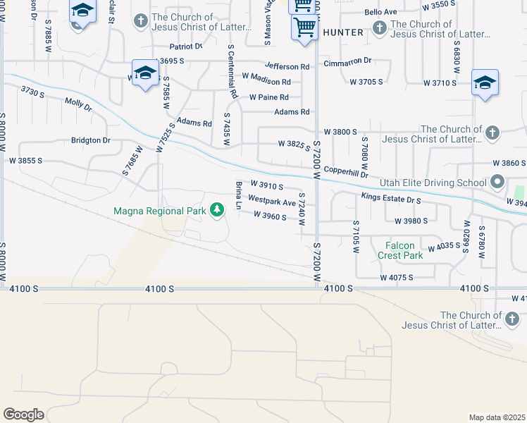 map of restaurants, bars, coffee shops, grocery stores, and more near 7336 West 3960 South in Magna