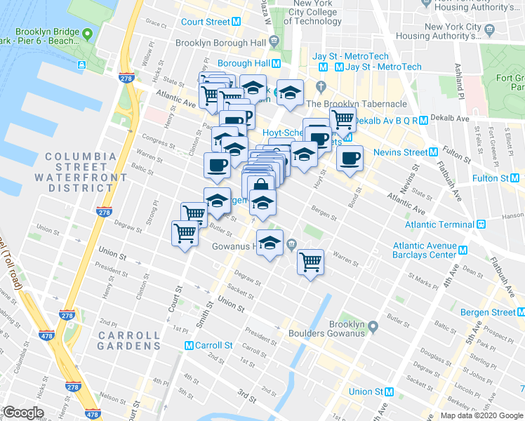 map of restaurants, bars, coffee shops, grocery stores, and more near in Brooklyn