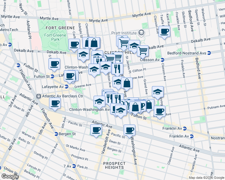 map of restaurants, bars, coffee shops, grocery stores, and more near in Brooklyn