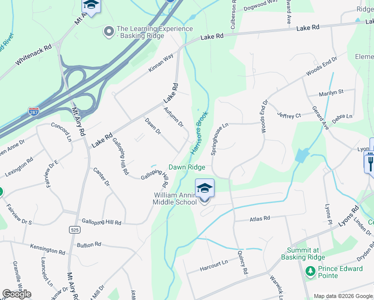 map of restaurants, bars, coffee shops, grocery stores, and more near 42 Autumn Drive in Basking Ridge
