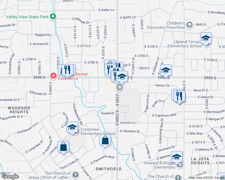 map of restaurants, bars, coffee shops, grocery stores, and more near 3944 South 2300 East in Salt Lake City