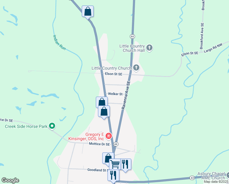 map of restaurants, bars, coffee shops, grocery stores, and more near 7845 Welker Street in Waynesburg