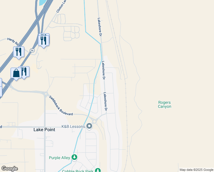 map of restaurants, bars, coffee shops, grocery stores, and more near 8626 Lakeshore Drive in Lake Point
