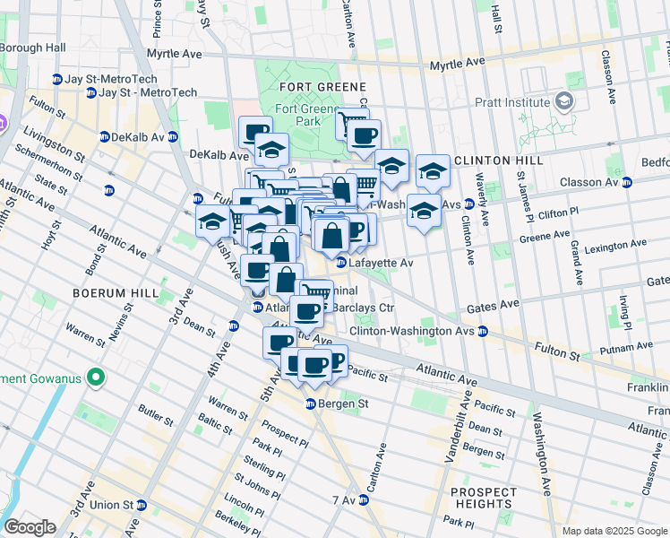 map of restaurants, bars, coffee shops, grocery stores, and more near in Brooklyn