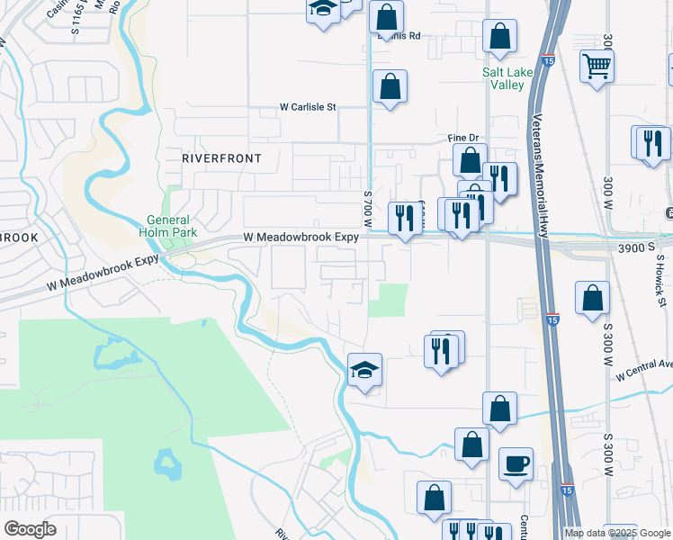 map of restaurants, bars, coffee shops, grocery stores, and more near 726 West 3940 South in Salt Lake City