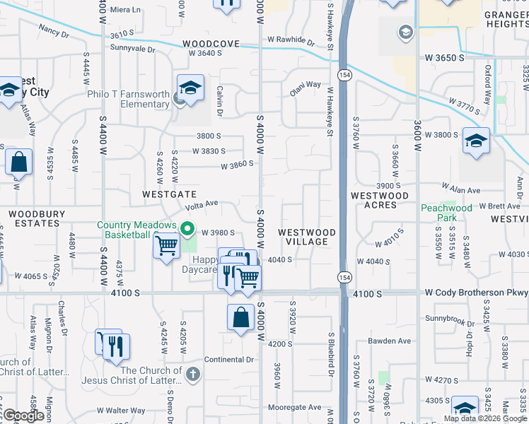 map of restaurants, bars, coffee shops, grocery stores, and more near 3940 4000 West in West Valley City