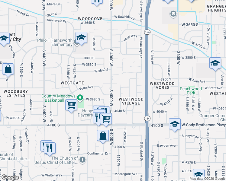 map of restaurants, bars, coffee shops, grocery stores, and more near 3940 4000 West in West Valley City