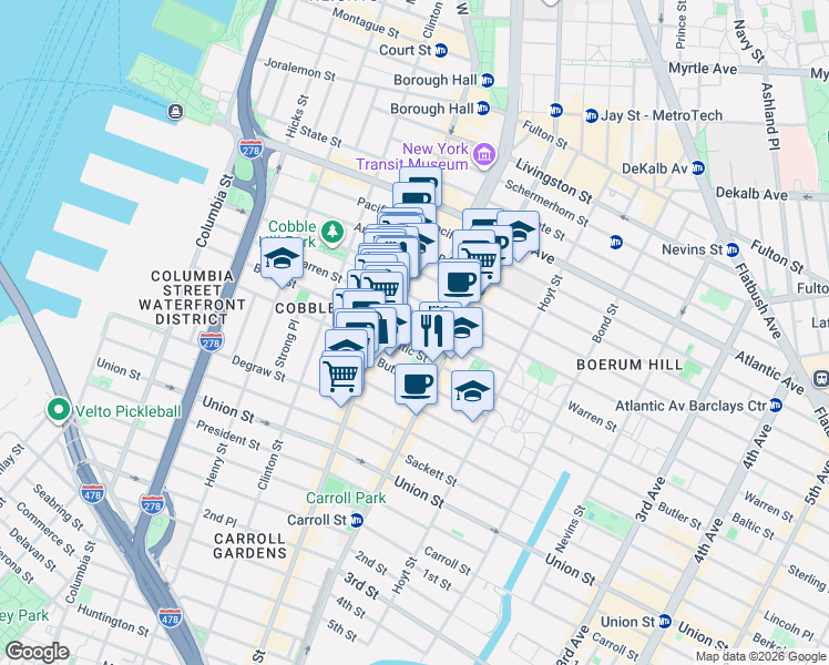 map of restaurants, bars, coffee shops, grocery stores, and more near in Brooklyn