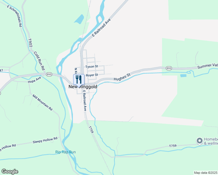 map of restaurants, bars, coffee shops, grocery stores, and more near 430 Hughes Street in New Ringgold