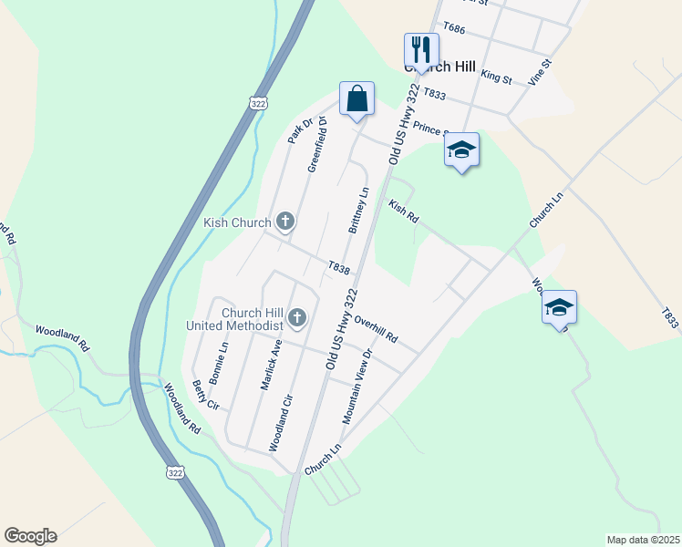 map of restaurants, bars, coffee shops, grocery stores, and more near 100 Taylor Drive in Reedsville