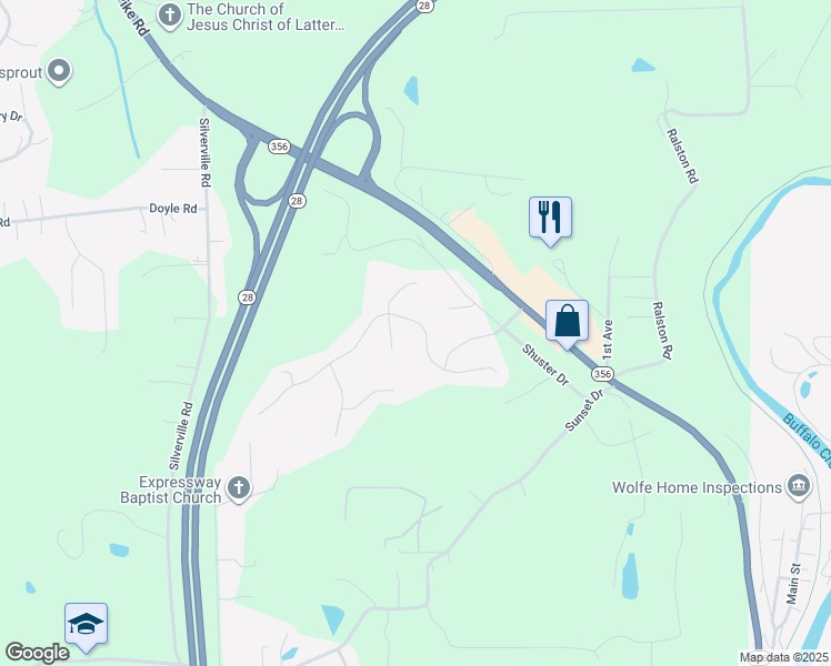 map of restaurants, bars, coffee shops, grocery stores, and more near 151 Mesa Drive in Freeport