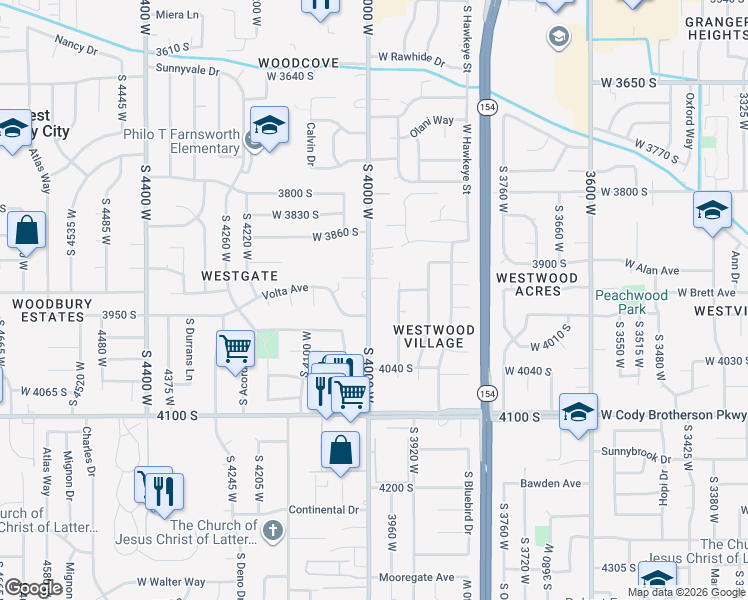 map of restaurants, bars, coffee shops, grocery stores, and more near 3953 South 4000 West in West Valley City