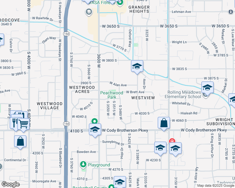 map of restaurants, bars, coffee shops, grocery stores, and more near 3950 South 3485 West in West Valley City