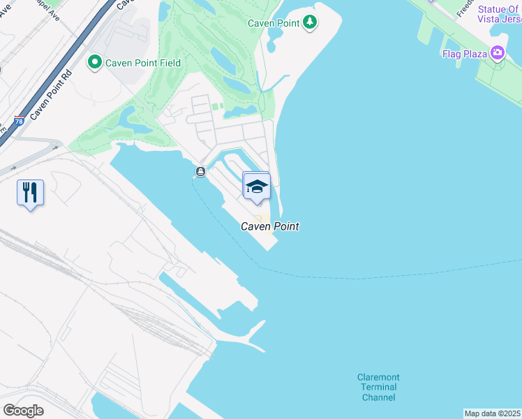 map of restaurants, bars, coffee shops, grocery stores, and more near 22 Chapel Avenue in Jersey City