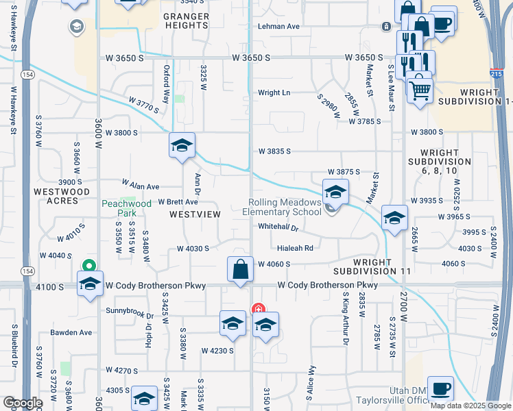 map of restaurants, bars, coffee shops, grocery stores, and more near 3931 3200 West in West Valley City