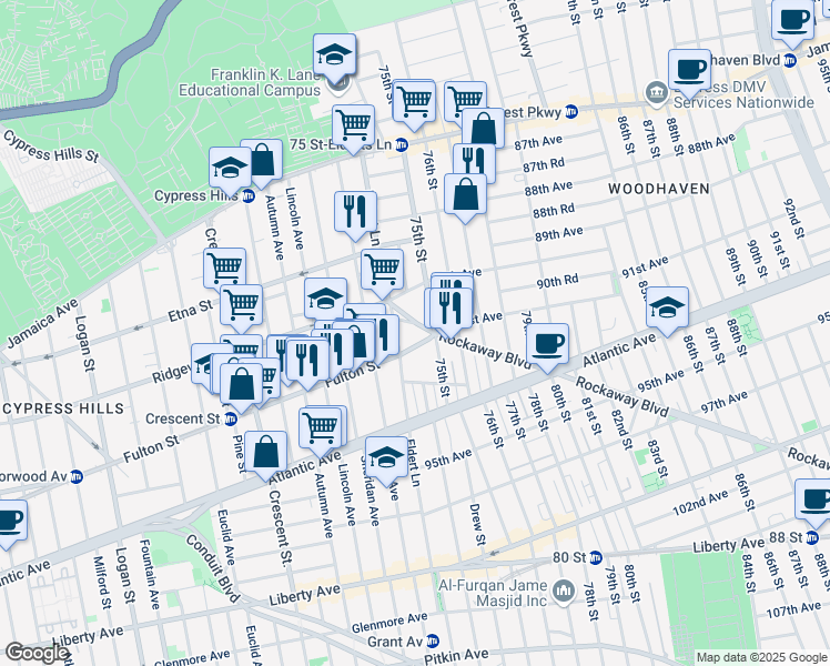 map of restaurants, bars, coffee shops, grocery stores, and more near in Brooklyn
