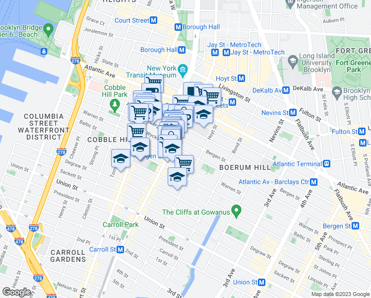 map of restaurants, bars, coffee shops, grocery stores, and more near in Brooklyn