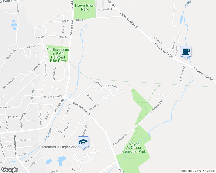 map of restaurants, bars, coffee shops, grocery stores, and more near 405 Harrison Court in Northampton