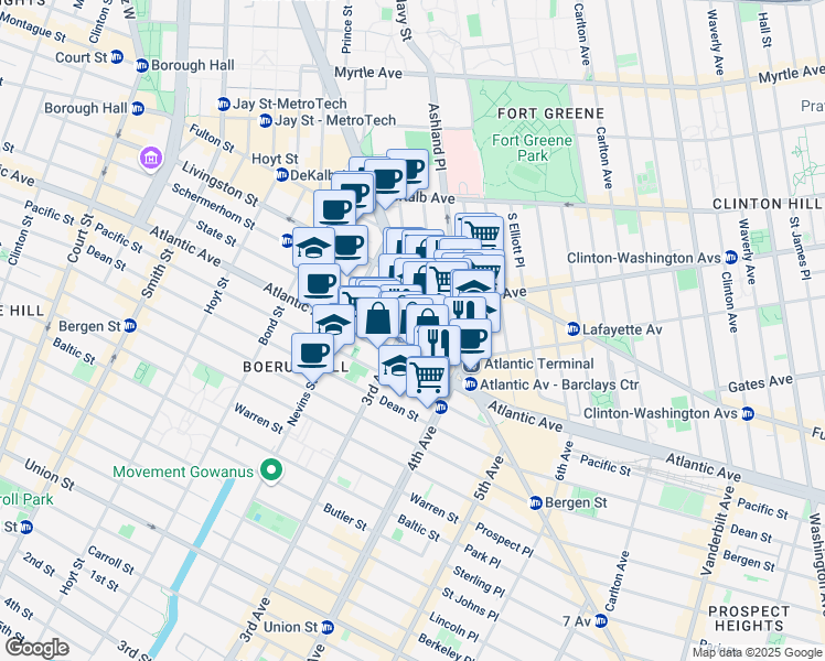 map of restaurants, bars, coffee shops, grocery stores, and more near 475 State Street in Brooklyn