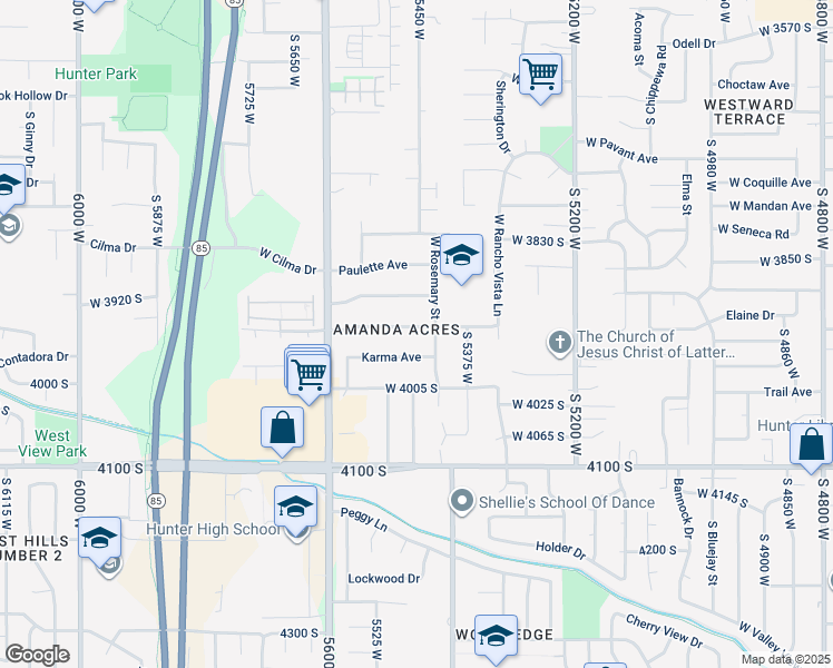 map of restaurants, bars, coffee shops, grocery stores, and more near 5461 Elaine Avenue in Salt Lake City