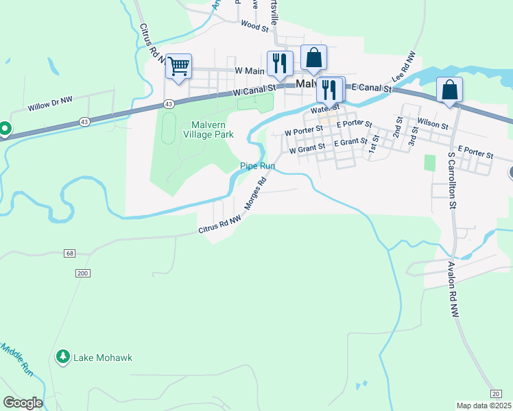 map of restaurants, bars, coffee shops, grocery stores, and more near 300 Morges Road in Malvern
