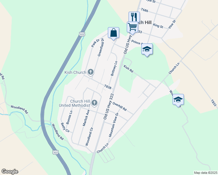 map of restaurants, bars, coffee shops, grocery stores, and more near 100 Taylor Drive in Reedsville